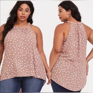 NWT Torrid Taupe Polka Dot Top